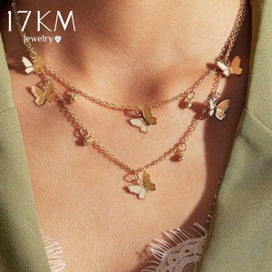 New Butterfly Pendant Necklaces For Women Fashion Moon Charm Gold Multilayer Choker Necklace 2020 Bohemian Jewelry