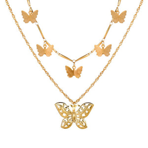 New Butterfly Pendant Necklaces For Women Fashion Moon Charm Gold Multilayer Choker Necklace 2020 Bohemian Jewelry