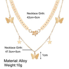 Load image into Gallery viewer, New Butterfly Pendant Necklaces For Women Fashion Moon Charm Gold Multilayer Choker Necklace 2020 Bohemian Jewelry