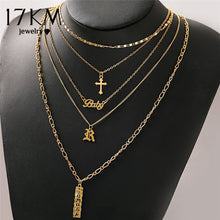Carica l&#39;immagine nel visualizzatore di Gallery, New Multilayer Cross Gold Pendant Necklaces For Women Punk Letter Choker Necklace 2020 Fashion Words Jewelry Party Gift