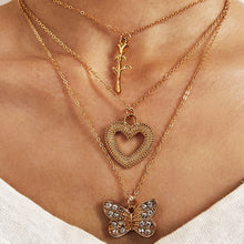 Carica l&#39;immagine nel visualizzatore di Gallery, New Multilayer Cross Gold Pendant Necklaces For Women Punk Letter Choker Necklace 2020 Fashion Words Jewelry Party Gift