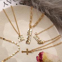 Carica l&#39;immagine nel visualizzatore di Gallery, New Multilayer Cross Gold Pendant Necklaces For Women Punk Letter Choker Necklace 2020 Fashion Words Jewelry Party Gift