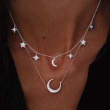 Carica l'immagine nel visualizzatore di Gallery, Collana vintage con mappa lunare per donna, bohemien, multistrato, cerchio, moneta, pietra, collane con ciondolo, perline stella, gioielli girocollo 