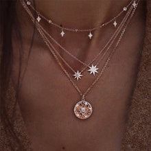 Carica l'immagine nel visualizzatore di Gallery, Collana vintage con mappa lunare per donna, bohemien, multistrato, cerchio, moneta, pietra, collane con ciondolo, perline stella, gioielli girocollo 