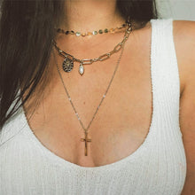Load image into Gallery viewer, Vintage Pearl Necklaces For Women Fashion Multi-layer Shell Knot Pearl Chain Necklace 2020 NEW Coin Cross Choker Jewelry