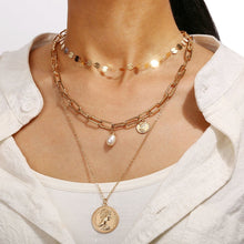 Load image into Gallery viewer, Vintage Pearl Necklaces For Women Fashion Multi-layer Shell Knot Pearl Chain Necklace 2020 NEW Coin Cross Choker Jewelry