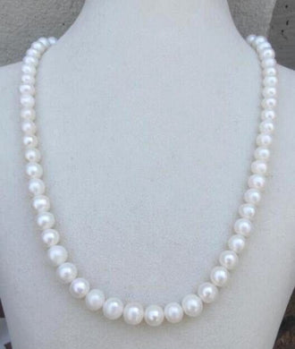 18 REAL PICTURE& 7-8mm natural south sea white pearl necklace 14k clasp