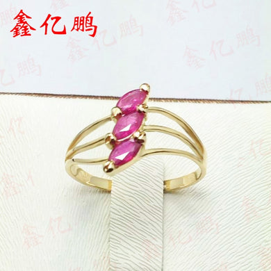 18 k gold inlaid natural ruby ring female 2.5 x5mm