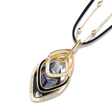 Load image into Gallery viewer, Long geometric Statement Golden bead+Leather chain punk Fashion big Crystal Necklaces &amp; Pendants for Women Jewelry 2018