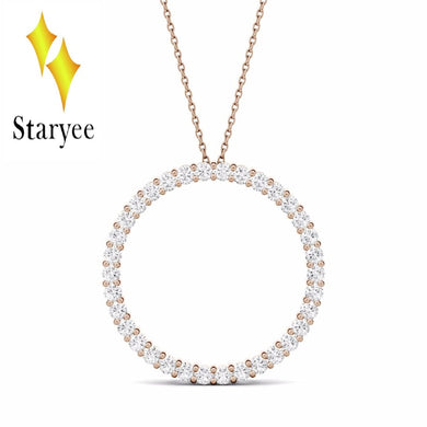 18K 750 Rose Gold Pendant GH Color Round Brilliant Lab Grown Moissanite Diamond Trendy Pendant Necklace for Women Fine Jewelry