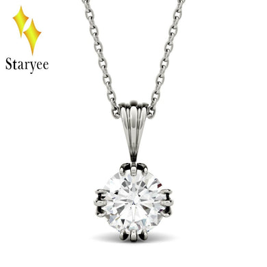 18K 750 White Gold Moissanite Triple Prong 1.0ct Lab Grown Moissanite Diamond Chain Pendant Necklace For Women Fine Jewelry