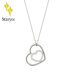 18K 750 White Gold Pendant GH Color Round Lab Grown Moissanite Double Heart Necklace Diamond Pendant Necklace for Women Jewelry