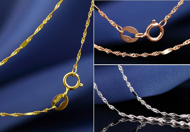 18K Gold Box Chain Necklace for Women Solid Rose Yellow White Gold Party Engagement Handmade Fashion Fine Jewelry