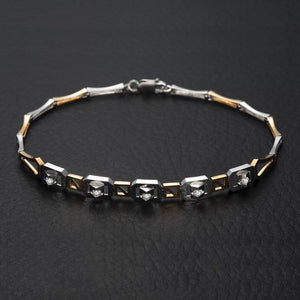 18K Gold Diamond Bracelet for Women Two-tone Gold 0.16ct/5pcs Natural Diamond Bangles Wedding Handmade Jewelry DHL Shipping