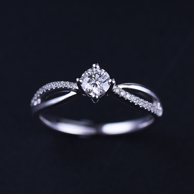 18K Gold Diamond Ring for Women K Gold Natural Diamond Jewelry Wedding and Engagement Jewellery for Lady Gift for Girl Proposal