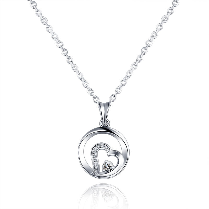 18K Gold Heart Diamond Pendant White Gold Diamond Necklace Set Genuine Rose Gold Gold Pendant Necklace