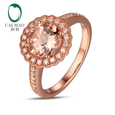 18K Rose Gold 1.76ct Natural Morganite & 0.28ct Diamonds Mligrain Engagement Classic Ring