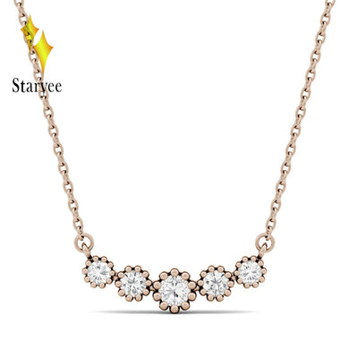 18K Rose Gold DEF Color Moissanite Pendant With 18K Gold Chain Necklace For Women in Fine Jewelry