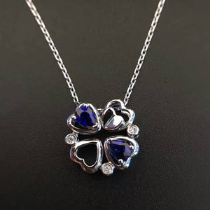 18K White Gold 0.402ct Natural Sapphire + 0.025ct Diamond Pendant Necklace with Certificate sapphire-jewelry