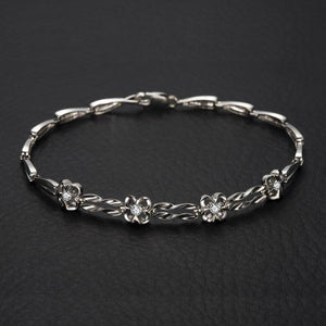 18K White Gold Diamond Bracelet 18cm Length 0.18ct/4pcs Natural Diamond Jewelry Wedding Engagement Bangle Handmade