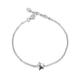 18K White Gold Diamond Star Charm Bracelet for Women Handmade 0.03ct Natural Diamond Jewelry Wedding Party
