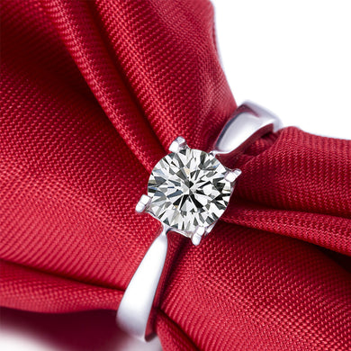 18K White Gold GIA Diamond Engagement Ring for Women Solitaire 0.3ct H/SI1 Round Cut Luxury Wedding Band Custom