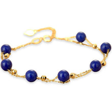 Load image into Gallery viewer, 18K Yellow Gold Natural Green Jade/Lapis/Red Agate Bracelet Female Elegant Lapis Pulsera Bracelet Jewelry Christmas Gift