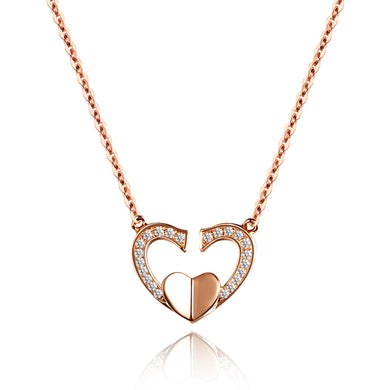 18K gold rose gold love-shaped diamond necklace female models diamond pendant send girlfriend birthd gift pendant genuine
