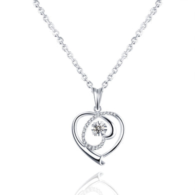 18K white gold Heart pendant with diamond pendant gold ball diamond necklace female genuine diamond