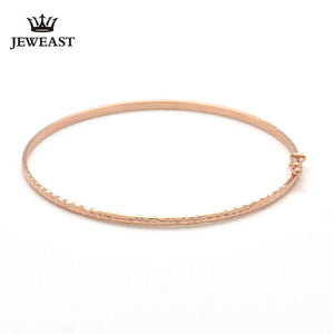 18k Gold Bangle Rose Flower Flat Bangles Color Woman Popular 2017 New Fashion Female Bracelet Fine Jewelry Party Classic Women