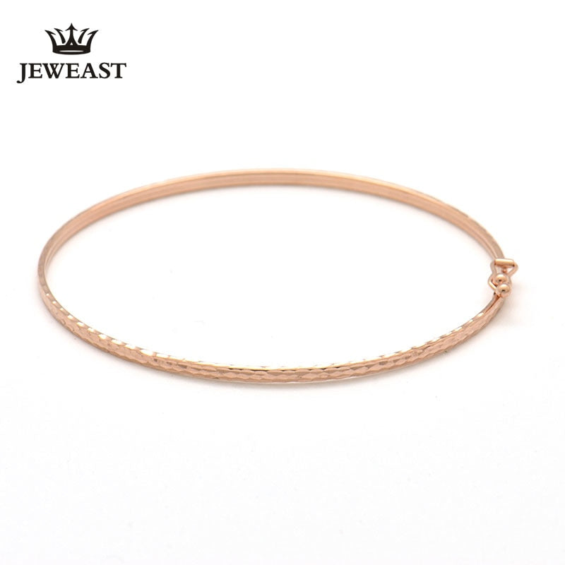 18k Gold Bangle Rose Flower Flat Bangles Color Woman Popular 2017 New Fashion Female Bracelet Fine Jewelry Party Classic Women