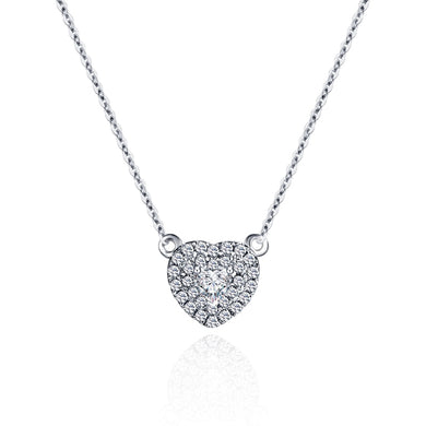 18k Gold Diamond Necklace Platinum Custom Heart Shape Set Diamond Chainbone Chain Rose Gold Gold Genuine Custom