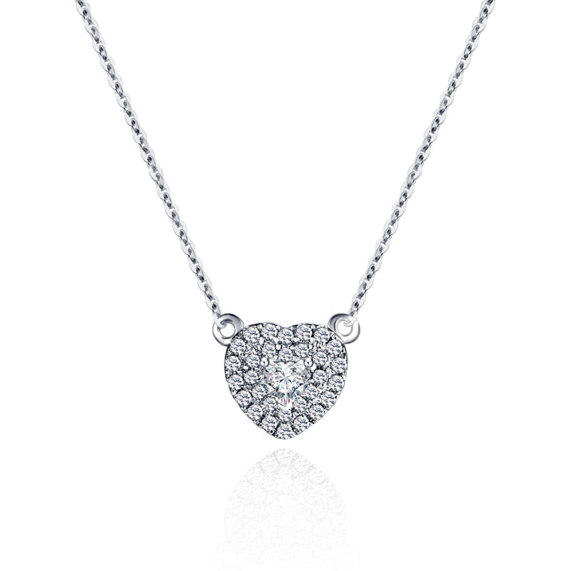 18k Gold Diamond Necklace Platinum Custom Heart Shape Set Diamond Chainbone Chain Rose Gold Gold Genuine Custom