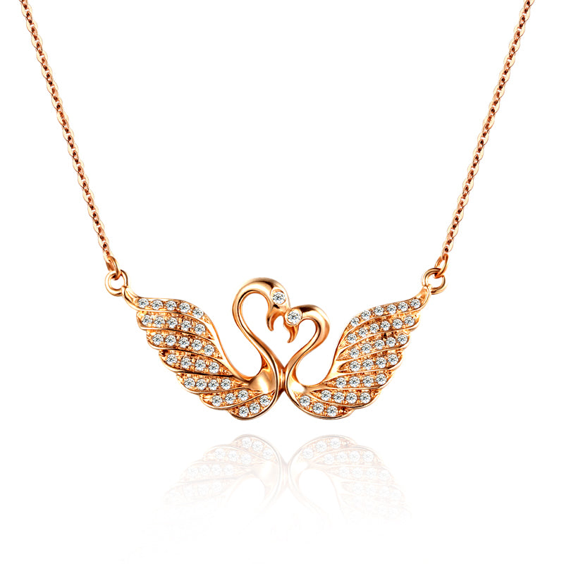 18k Gold Rose Gold Diamond Necklace Custom Platinum Gold Swan Diamond Chain Key Chain Custom Pendant