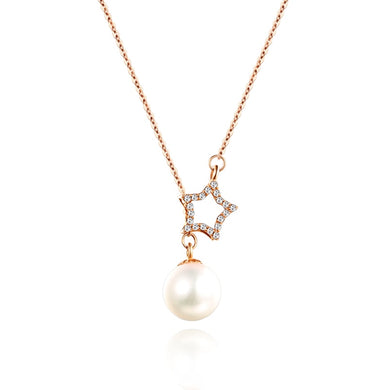 18k gold rose gold diamond pendant star pearl diamond lock bone chain custom platinum gold genuine necklace
