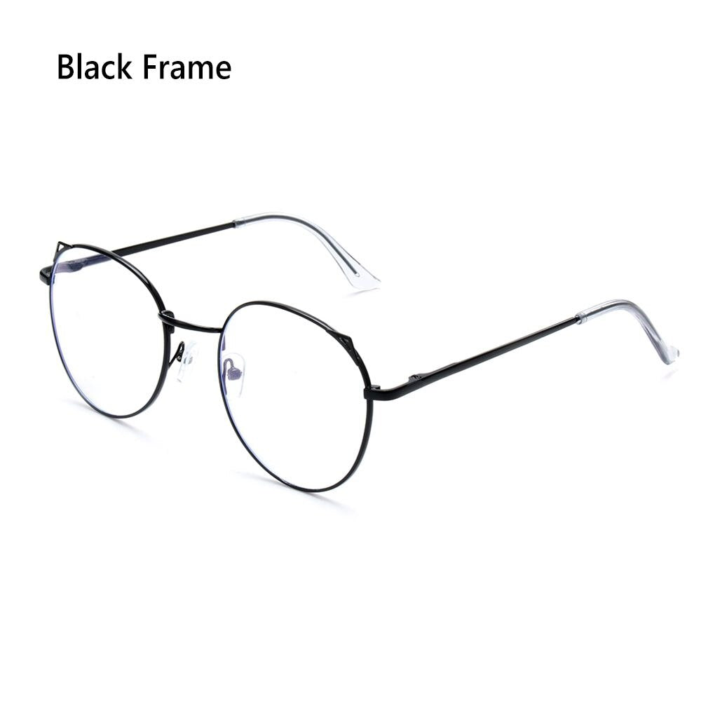1PC Cute Cat Ears Glasses Anti-Blue Light Eye Protection Ultra Light Round Circle Frame Eyewear Metal Gaming Computer Goggles