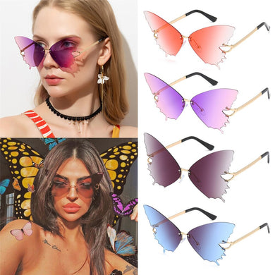 1PC Butterfly Sunglasses for Women UV Protection Vintage Metal Rimless Sunglasses