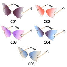 Carica l'immagine nel visualizzatore di Gallery, 1PC Butterfly Sunglasses for Women UV Protection Vintage Metal Rimless Sunglasses