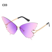 Carica l'immagine nel visualizzatore di Gallery, 1PC Butterfly Sunglasses for Women UV Protection Vintage Metal Rimless Sunglasses