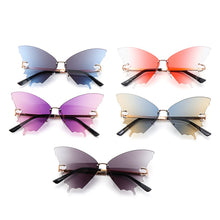 Carica l'immagine nel visualizzatore di Gallery, 1PC Butterfly Sunglasses for Women UV Protection Vintage Metal Rimless Sunglasses