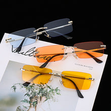 Load image into Gallery viewer, 1PC  Retro Rectangle Rimless Sunglasses Classic  Design Vintage Gradient Glasses Driving Eyewear