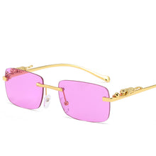 Load image into Gallery viewer, 1PC Rectangle Rimless Sunglasses Retro Cheetah Women Sun Glasses Men Shades UV400 Eyewear Summer Outdoor Eyeglasses