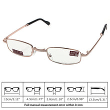 Load image into Gallery viewer, 1PC Mini Foldable Reading Glasses Metal Full Frame Case Eyeglass +1.00 to +4.00 gafas de sol очки солнечные женские