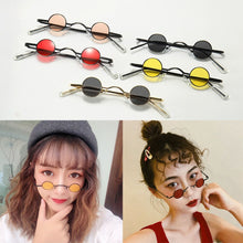 Load image into Gallery viewer, 1PC Retro UV400 Mini Sunglasses Round Men Metal Alloy Frame Resin Lenses Gold Black Red Small Round Framed Sun glasses