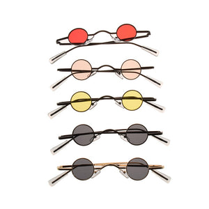 1PC Retro UV400 Mini Sunglasses Round Men Metal Alloy Frame Resin Lenses Gold Black Red Small Round Framed Sun glasses