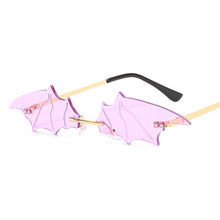 Load image into Gallery viewer, 1PC Unisex Sunglasses Rimless Retro Bat Shape True Film Sun Glasses UV400 Trending Narrow Eyewear Streetwear Accessories