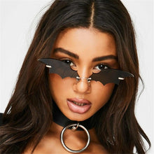 Carica l'immagine nel visualizzatore di Gallery, 1PC Unisex Sunglasses Rimless Retro Bat Shape True Film Sun Glasses UV400 Trending Narrow Eyewear Streetwear  Accessories