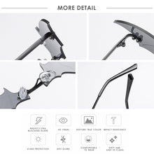 Carica l'immagine nel visualizzatore di Gallery, 1PC Unisex Sunglasses Rimless Retro Bat Shape True Film Sun Glasses UV400 Trending Narrow Eyewear Streetwear  Accessories