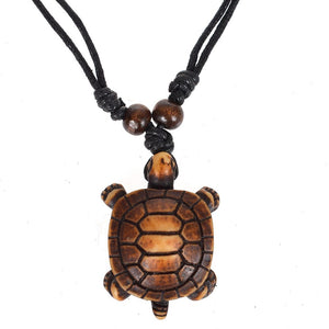 1PCS Styles Ethnic Tribal Faux Yak Bone Sea Turtle Pendants Necklace Resin Adjustable lucky necklace