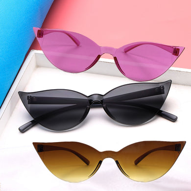 1PCs One-piece Cat Eye Sunglasses Women Brand Designer Sexy Retro Vintage Sun Glasses Eyewear Colorful Driver Goggles